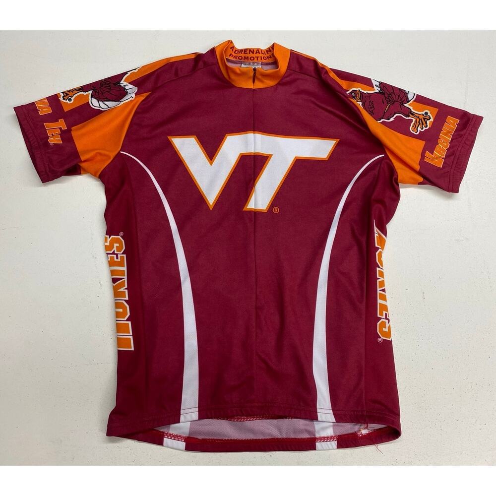 VTG Adrenaline Promotions VT Virginia Tech Hokies full zip-up cycling bib jersey
